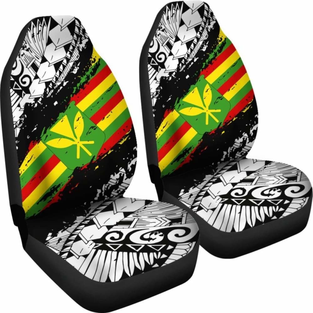 Polynesian Kanaka Flag Car Seat Covers - Nora Style - White - Amazing