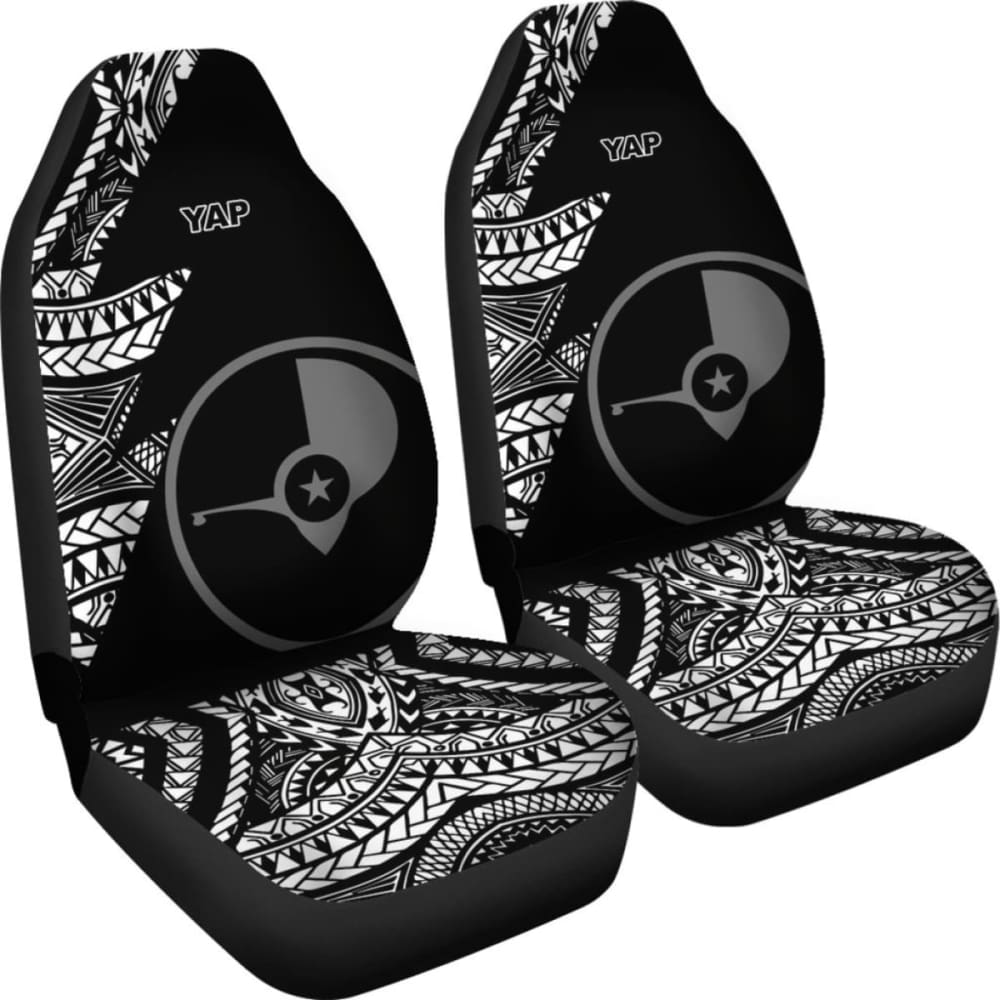 Yap Car Seat Covers - Micronesian Pattern Flash Black -