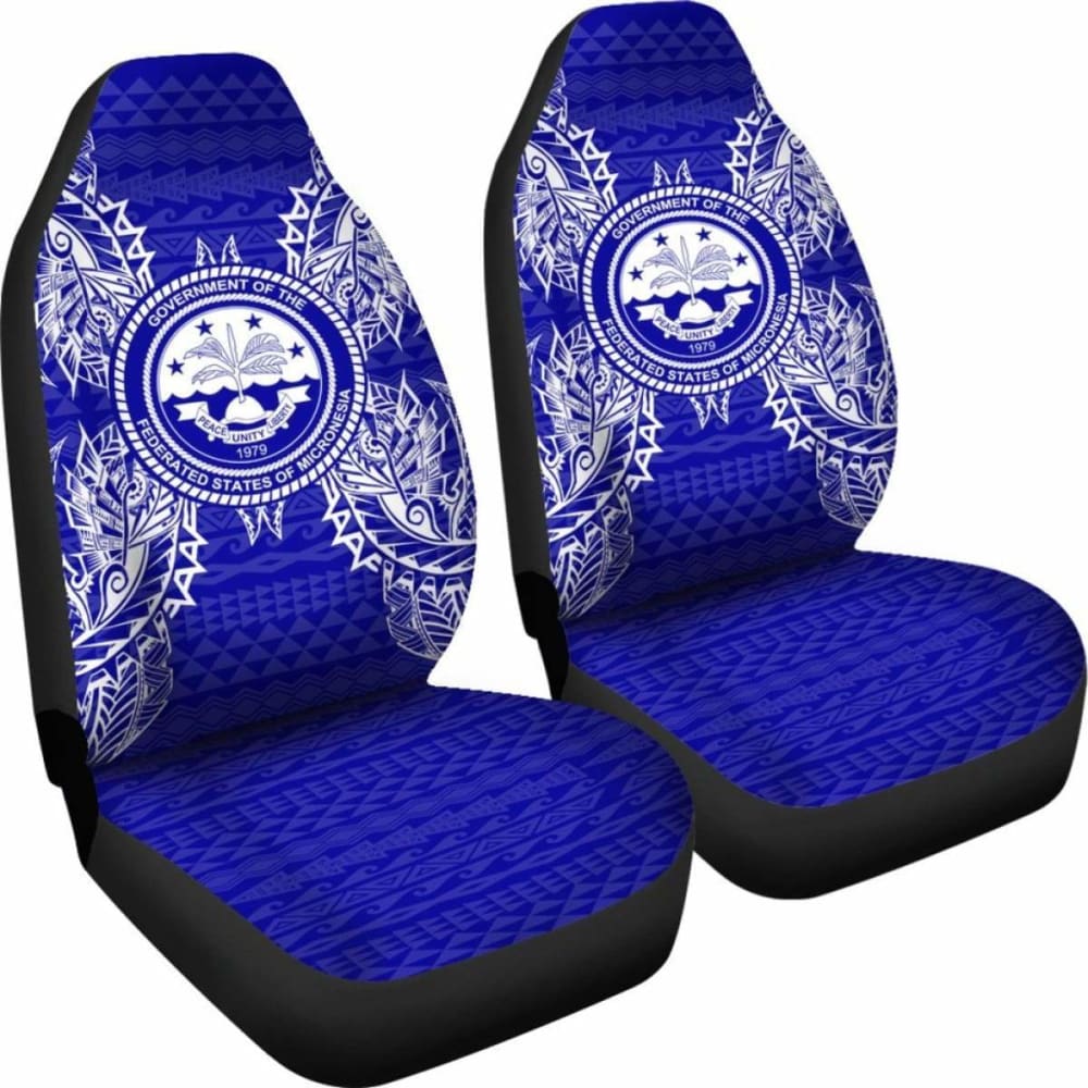 Federated States Of Micronesia Polynesia Car Seat Cover - F S M Seal Map Blue -