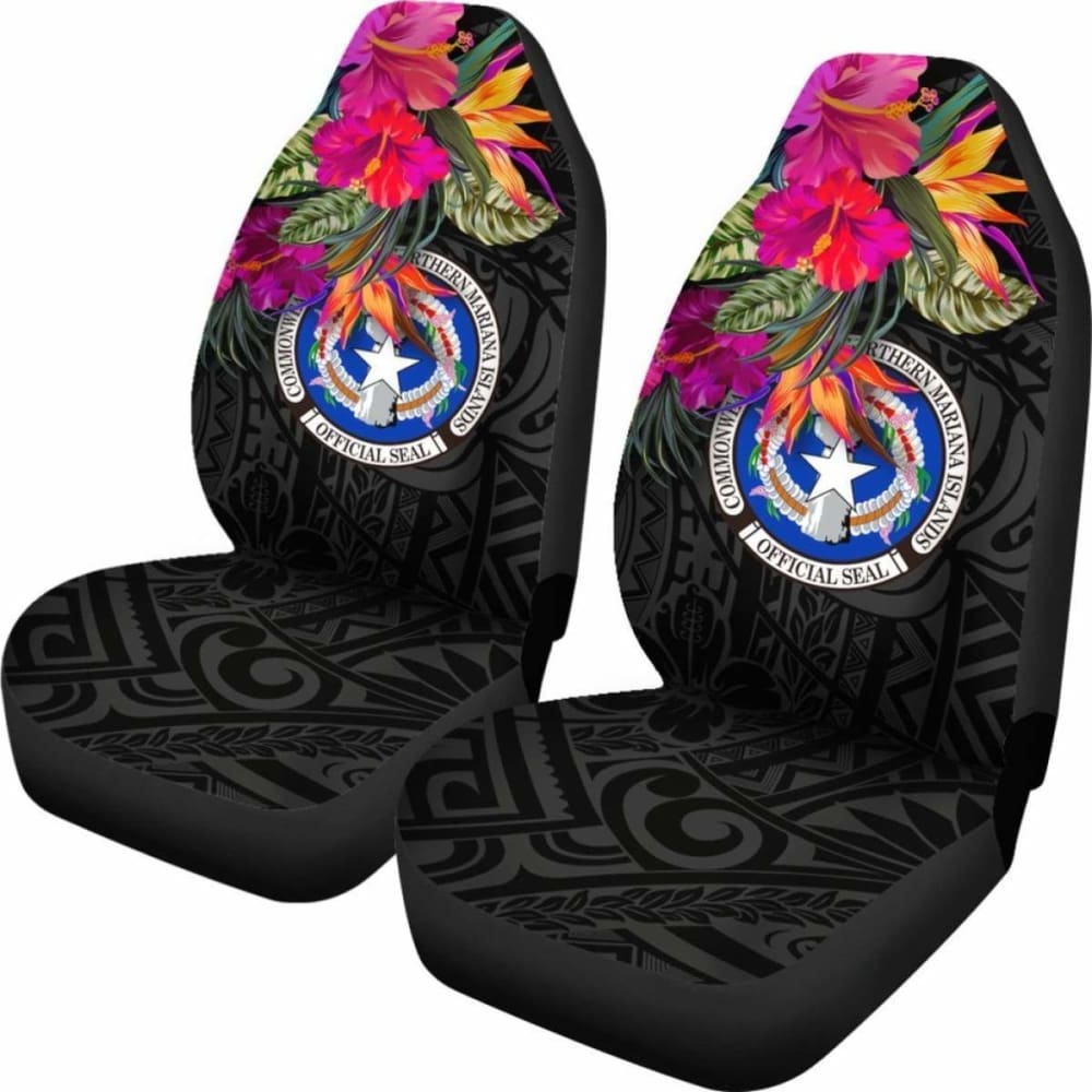 Northern Mariana Islands Car Seat Covers - Saipan Hibiscus Polynesian Pattern -