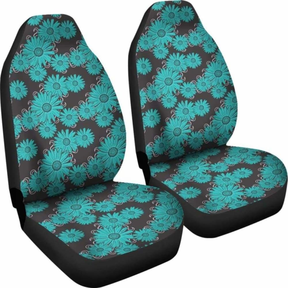 Rustic Teal Daisy Chalky Style Art Car Seat Covers