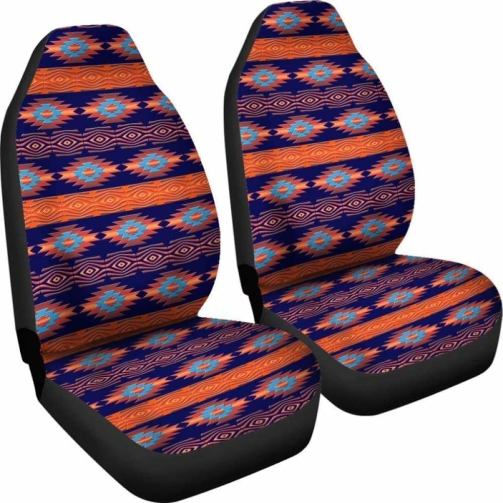 Southwest Navajo Native American Blue Orange Micro Fiber Auto Car Seat Covers