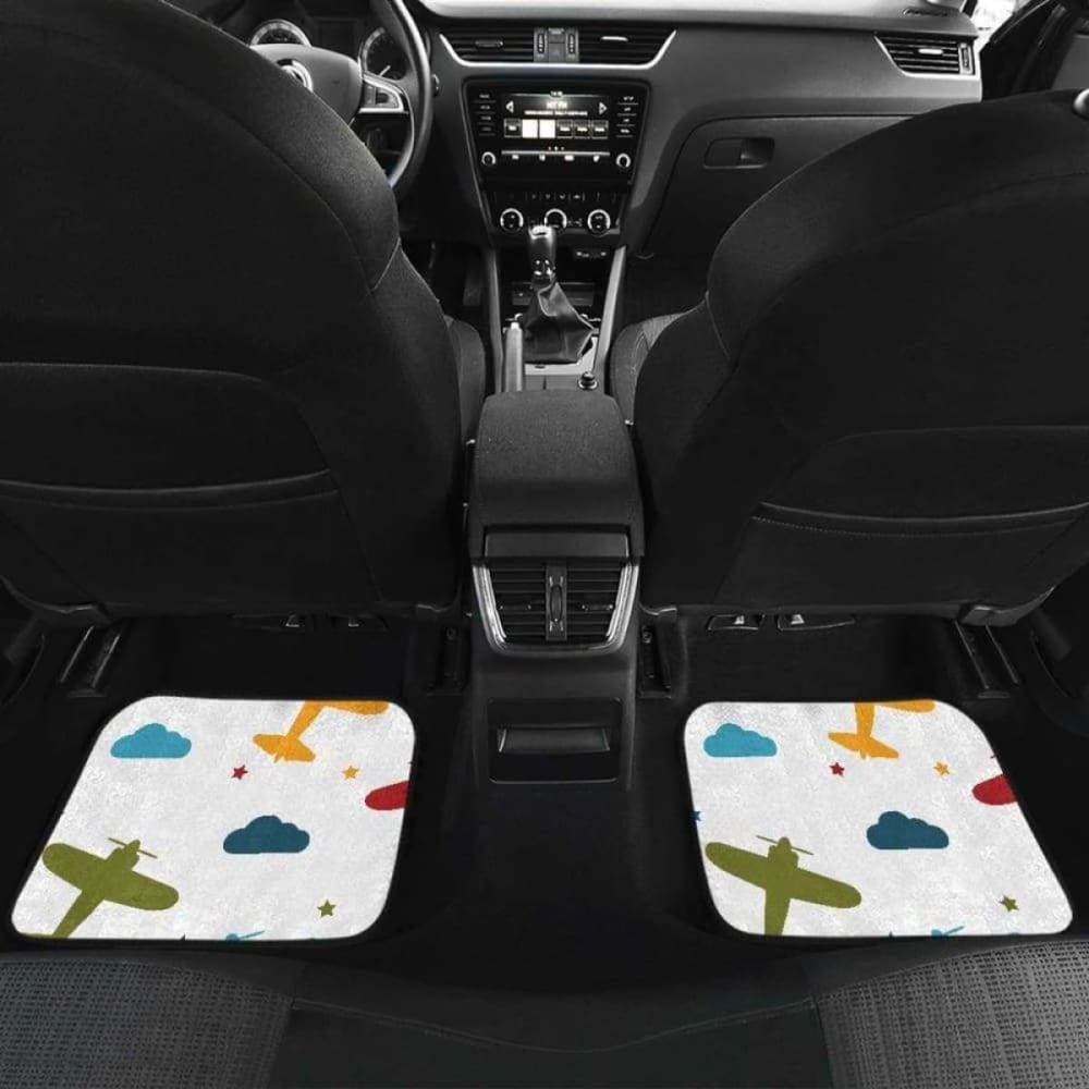 Airplane Star Cloud Colorful Front And Back Car Mats