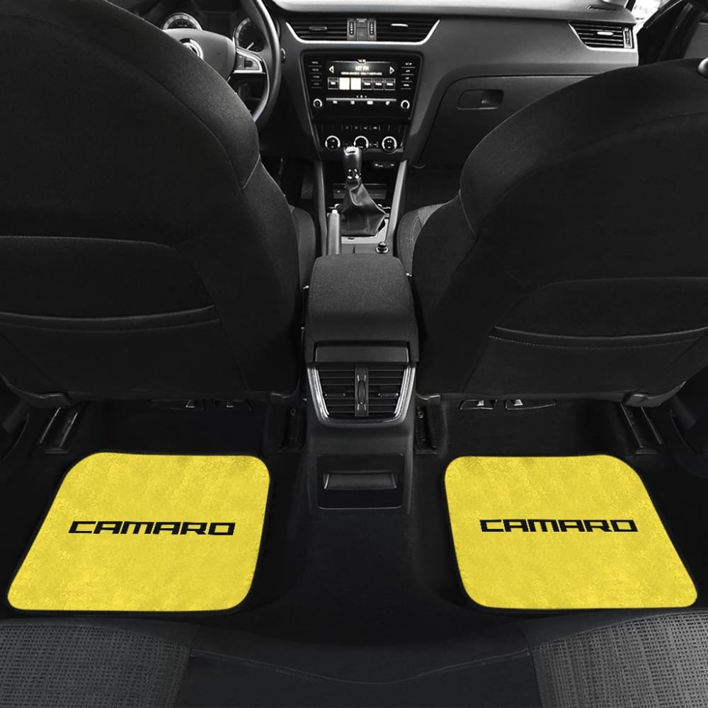 Yellow Camaro Black Letter Car Floor Mats