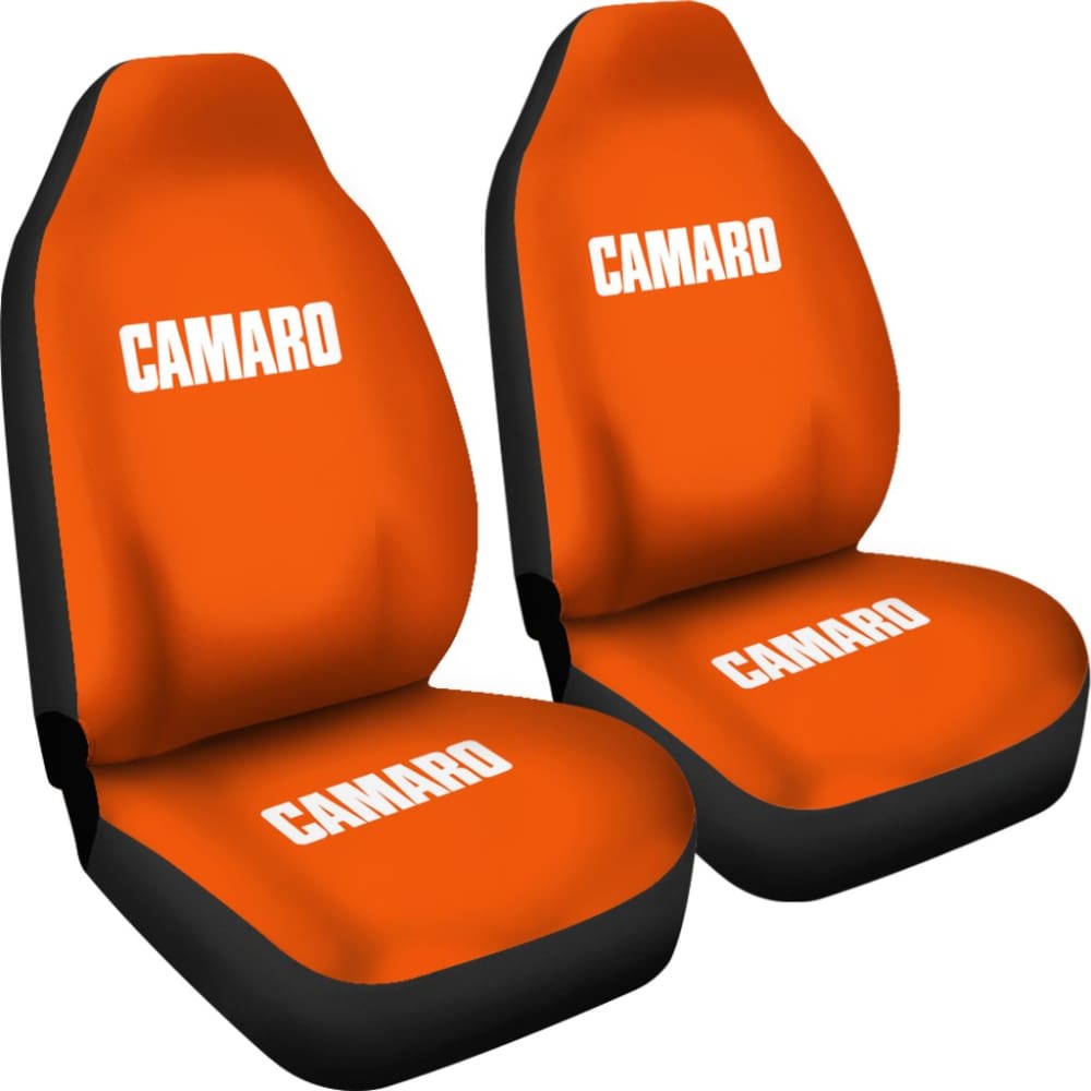 Orange Camaro White Letter Car Seat Covers