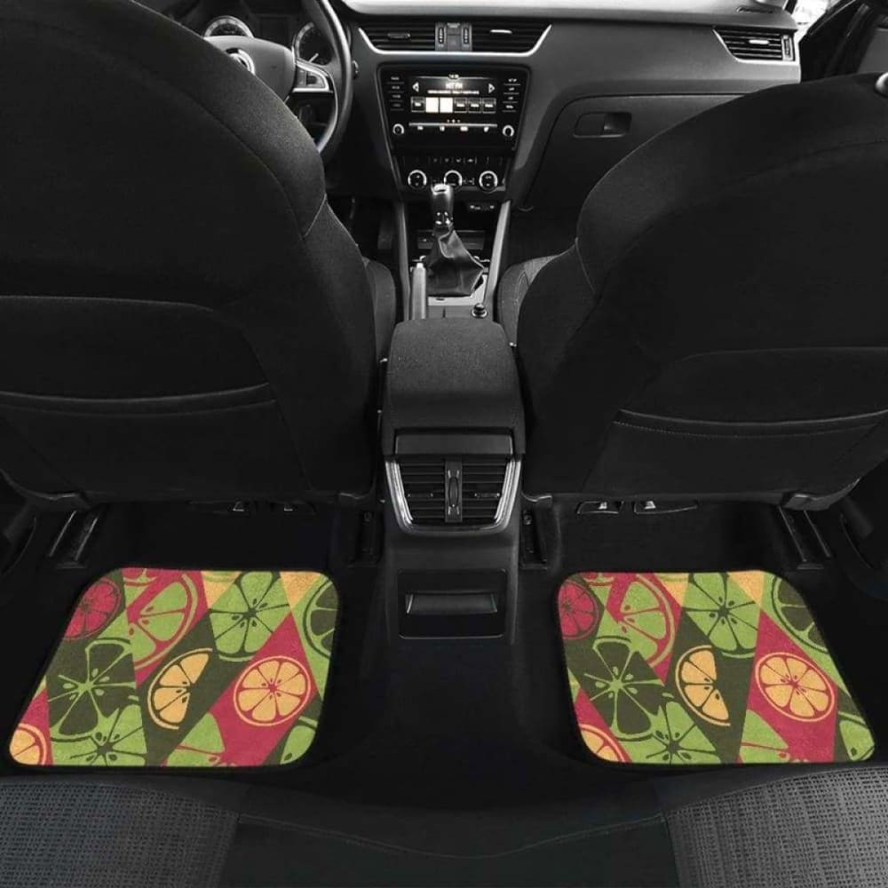 Cool Geometric Lime Pattern Front And Back Car Mats