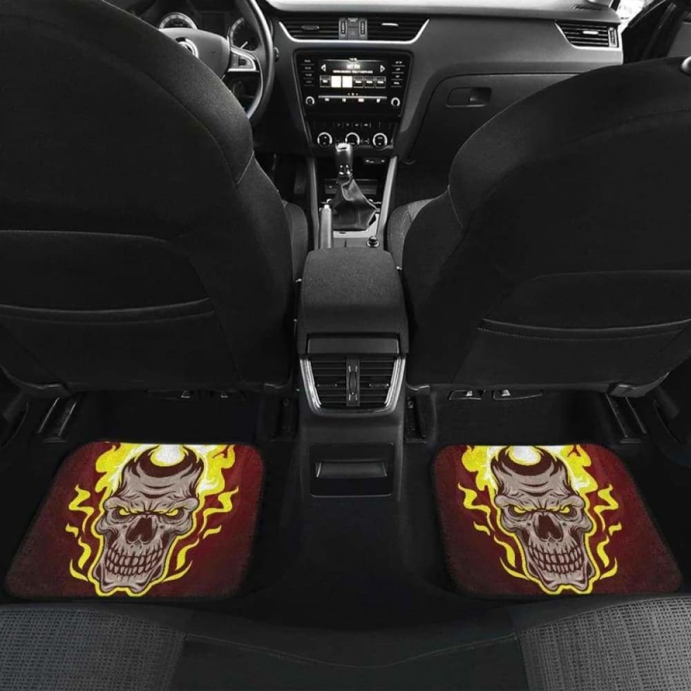 Set Of Pcs Flaming Skull Car Mats