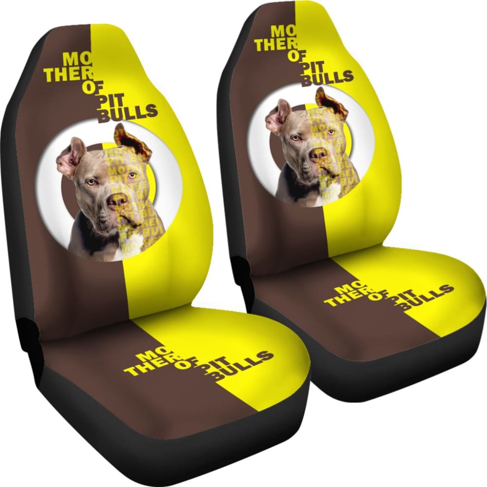 Brown And Yellow Mother of Pitbulls Car Seat Covers
