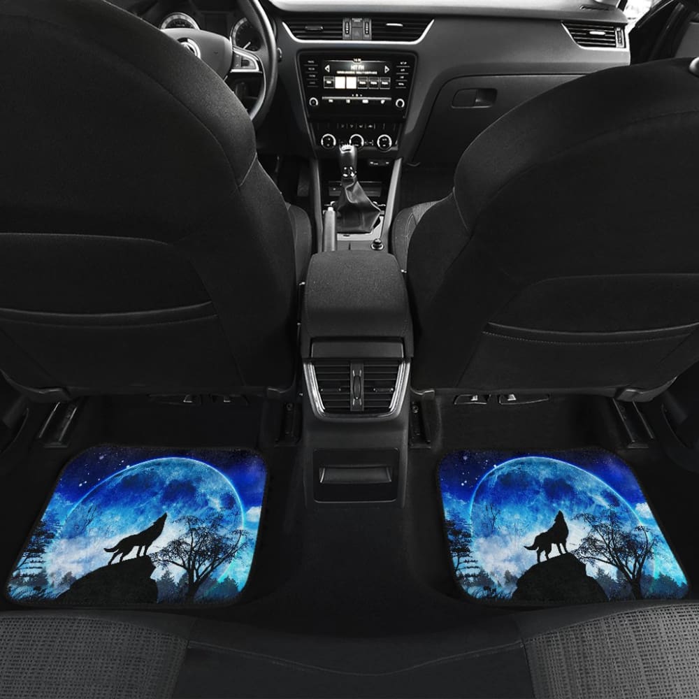 Amazing Gift Ideas Blue Full Moon Wolf Howling Car Floor Mats