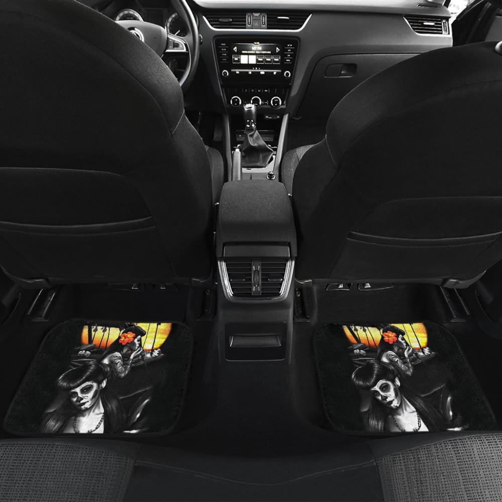 Amazing Couple Love Calavera Sugar Skull Style Car Floor Mats
