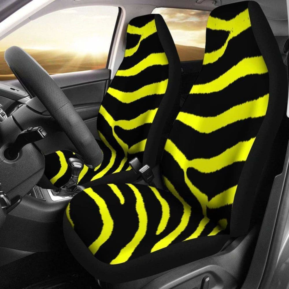 Zebra Print Yellow Design Seat Covers