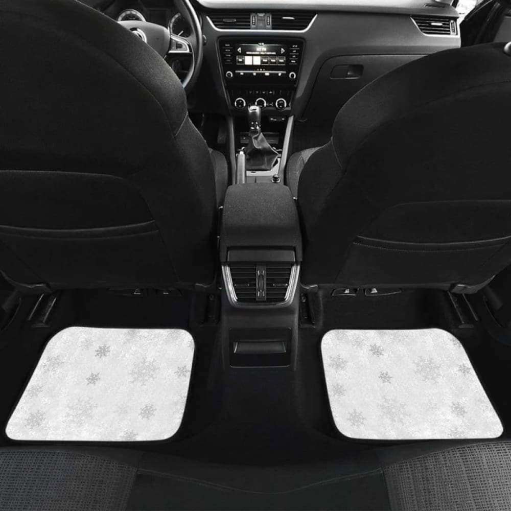 Snowflake Pattern White Background Front And Back Car Mats