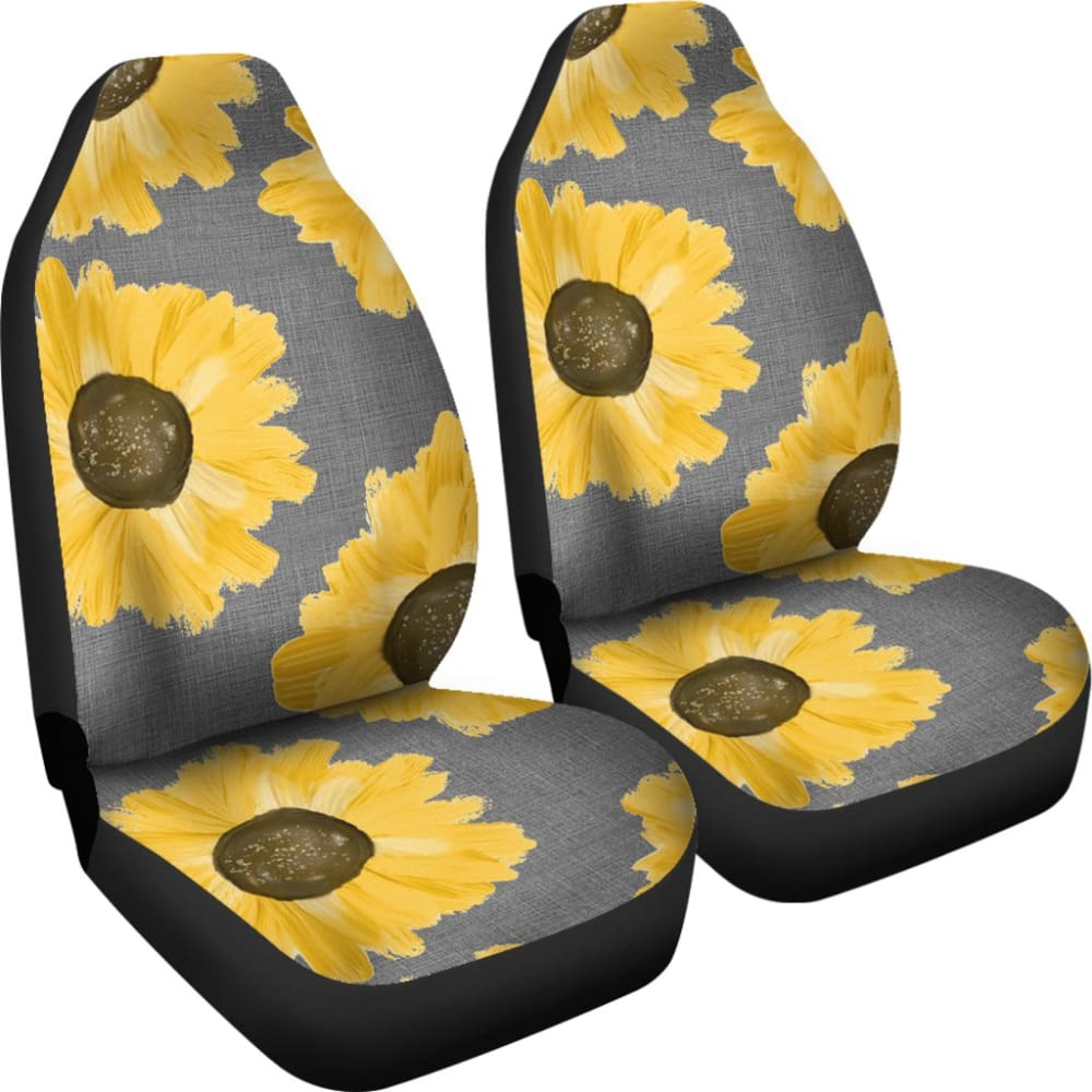 Sunflowers on Gray Burlap Style Background Car Seat Covers