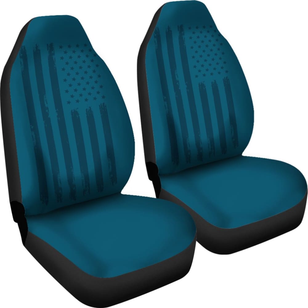 Thin Black Line Blue American Flag Car Seat Covers