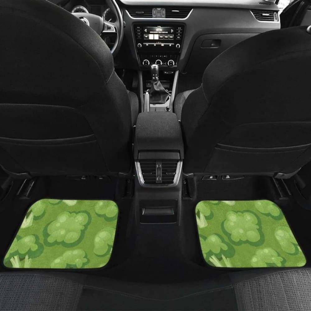 Broccoli Pattern Green Background Front And Back Car Mats