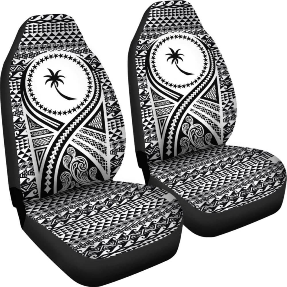Chuuk Car Seat Cover - Chuuk Flag Polynesian Tattoo Black -