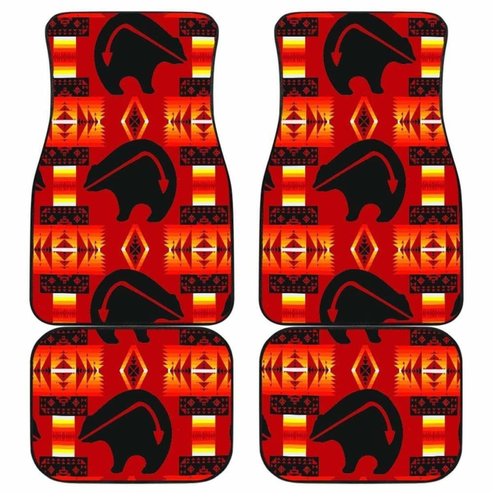 Seven Tribes Bear Red Front And Back Car Mats (Set Of)