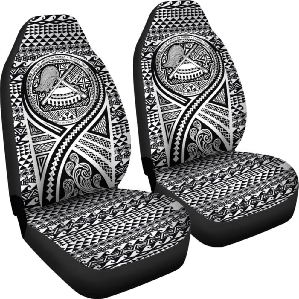 American Samoa Car Seat Cover - American Samoa Seal Polynesian Tattoo Black -