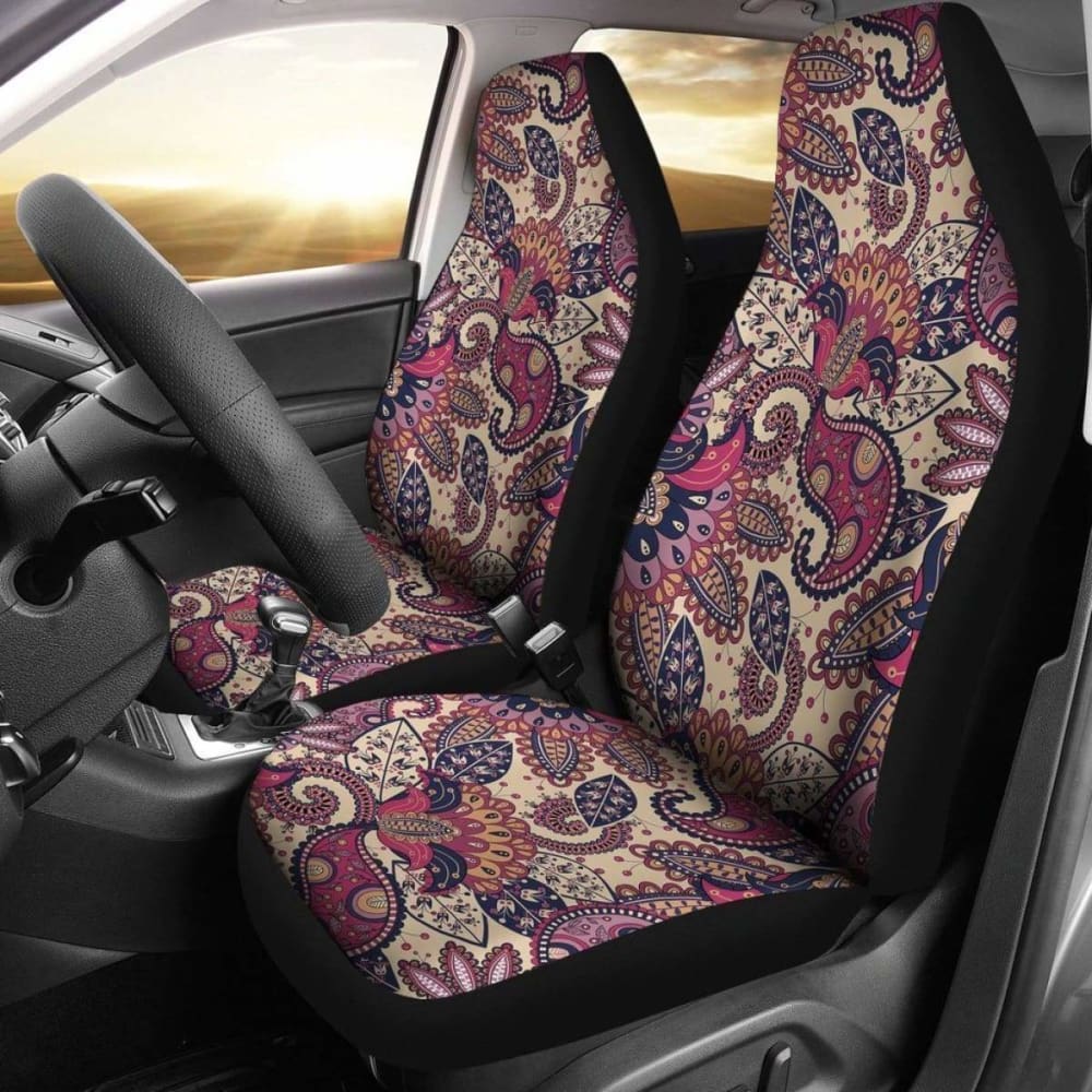 Vintage Purple Floral Pattern Boho Car Seat Covers