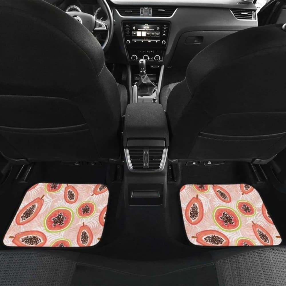 Papaya Leaves Pattern Front And Back Car Mats
