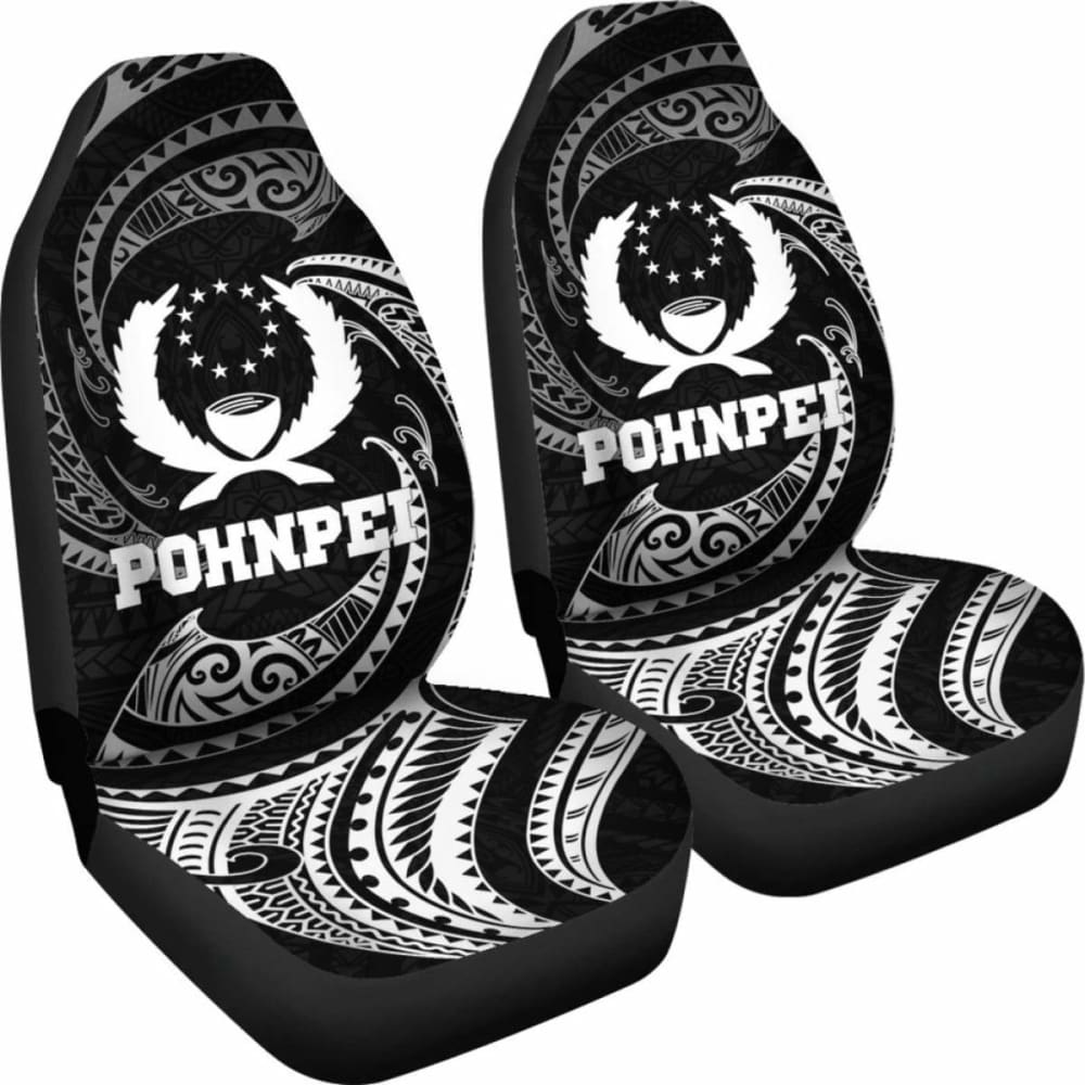 Pohnpei Micronesia Car Seat Covers - White Tribal Wave -