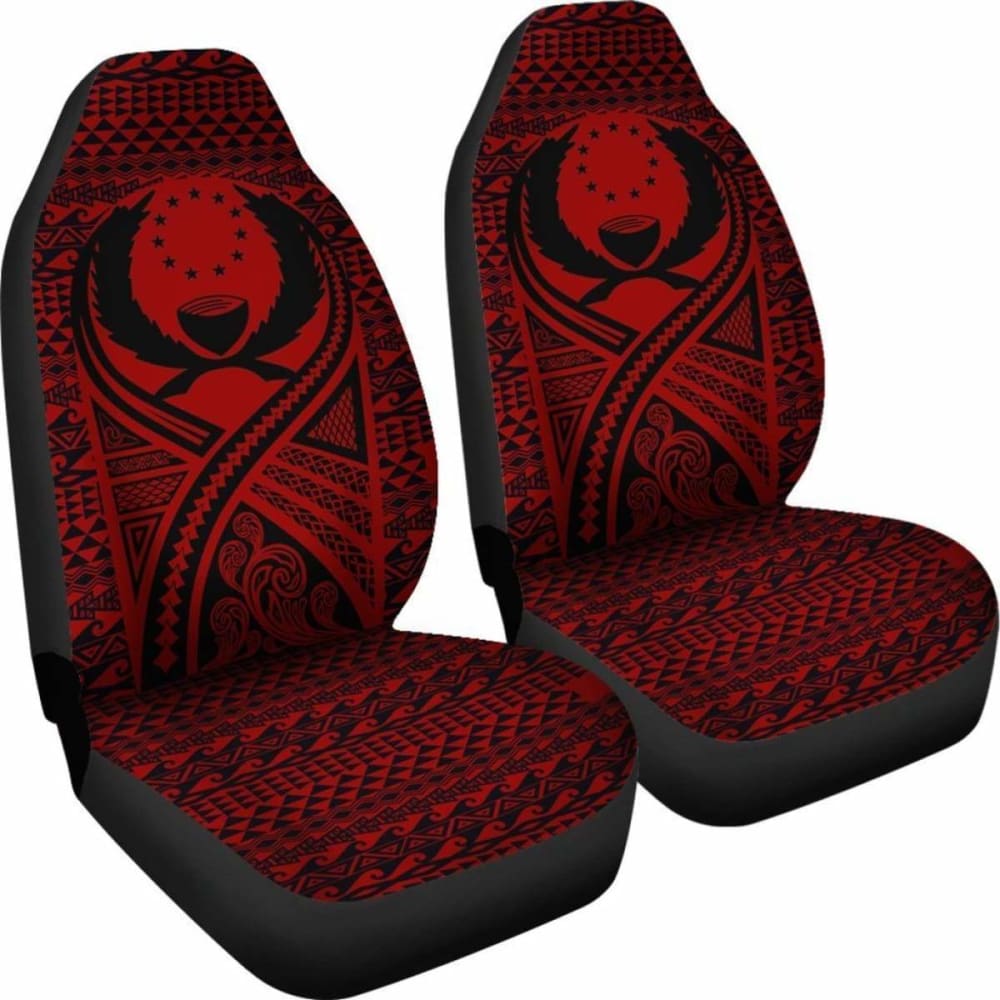 Pohnpei Car Seat Cover - Pohnpei Flag Polynesian Tattoo Red -