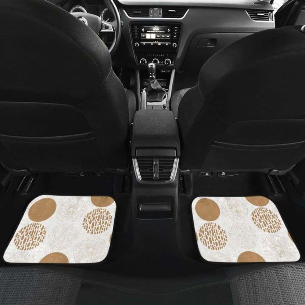 Gold Texture Mushroom Pattern Front And Back Car Mats