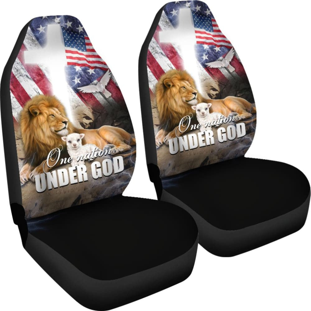 One Nation Under God Pledge of Allegiance USA Patriot Pride American Flag Car Seat Covers
