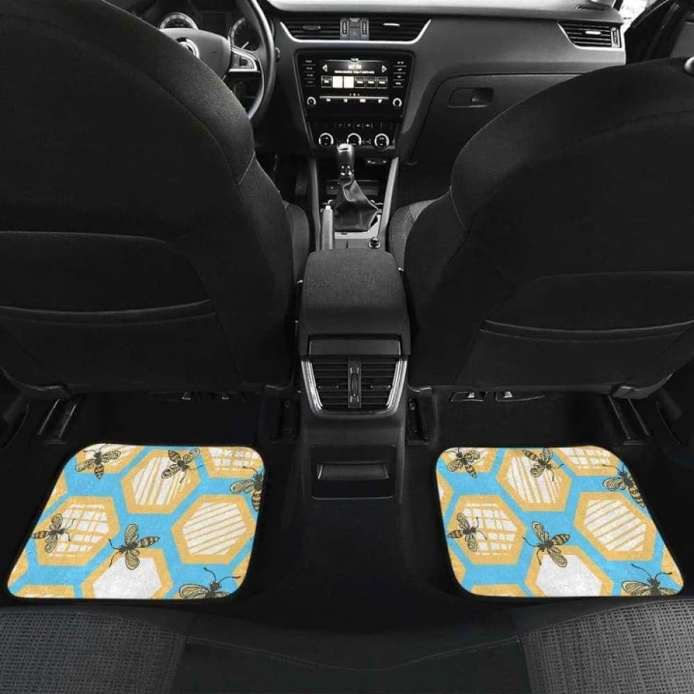Bee Honeycomb Pattern Front And Back Car Mats