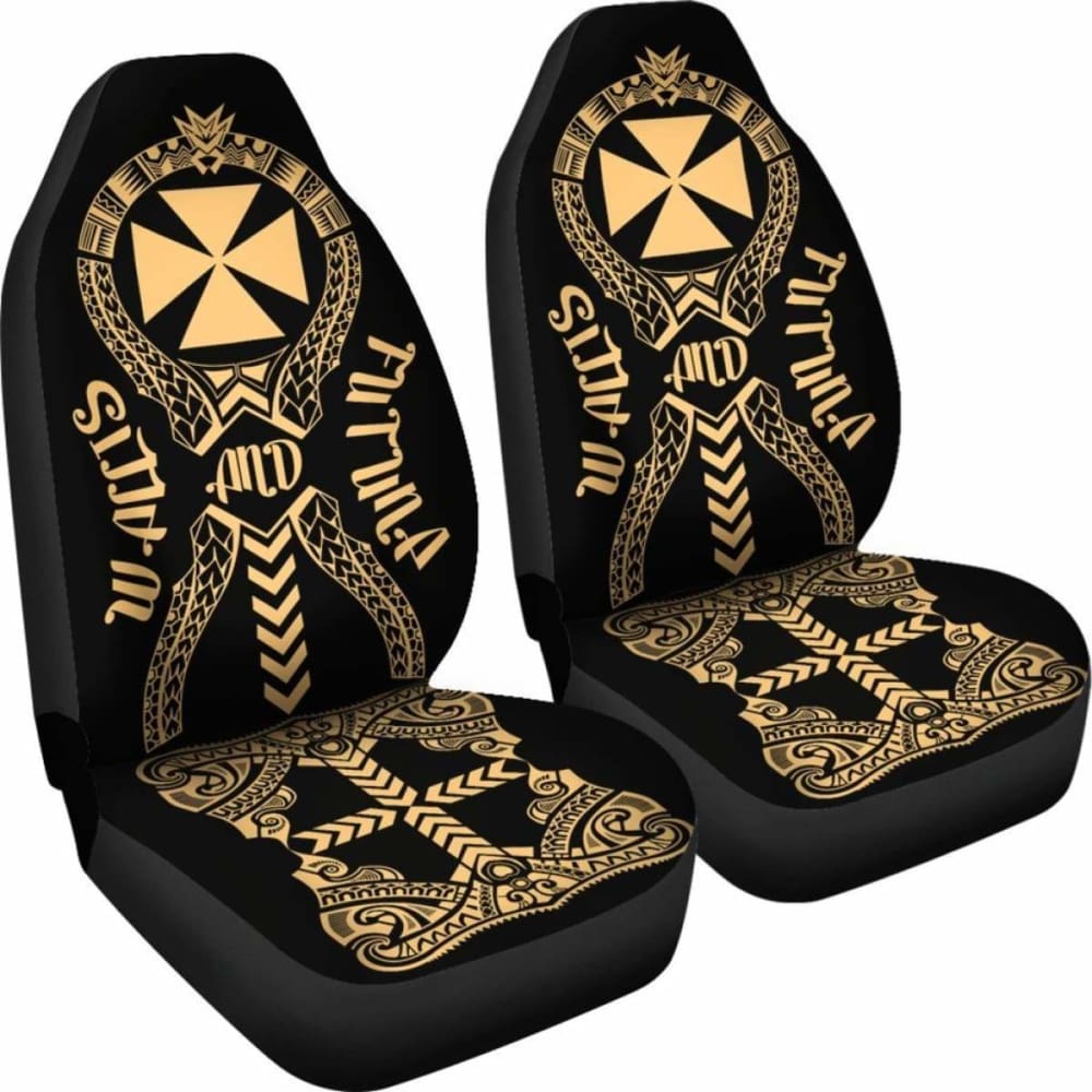 Wallis And Futuna Car Seat Covers Polynesian Tribal Gold