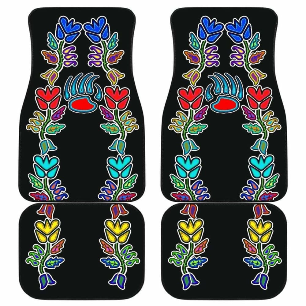 Generations Floral Black With Bearpaw Front And Back Car Mats (Set Of)