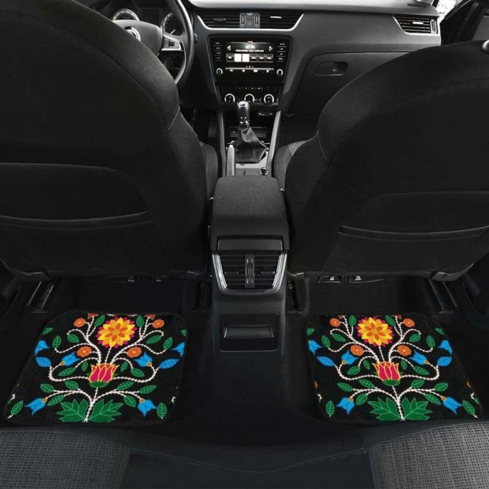 Floral Beadwork Four Clans Car Floor Mats