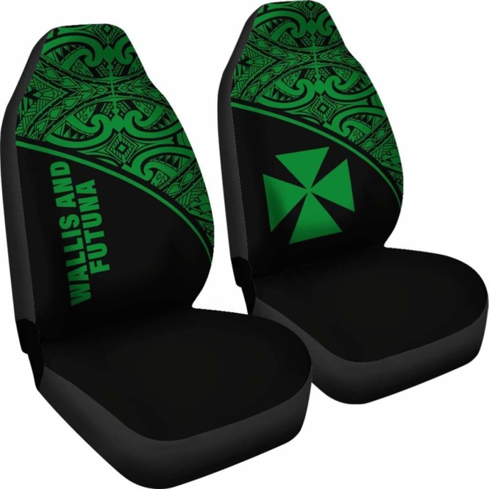 Wallis And Futuna Polynesian Car Seat Covers - Green Curve -