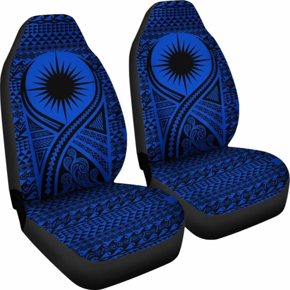 Marshall Islands Car Seat Cover - Marshall Islands Flag Polynesian Tattoo Blue -