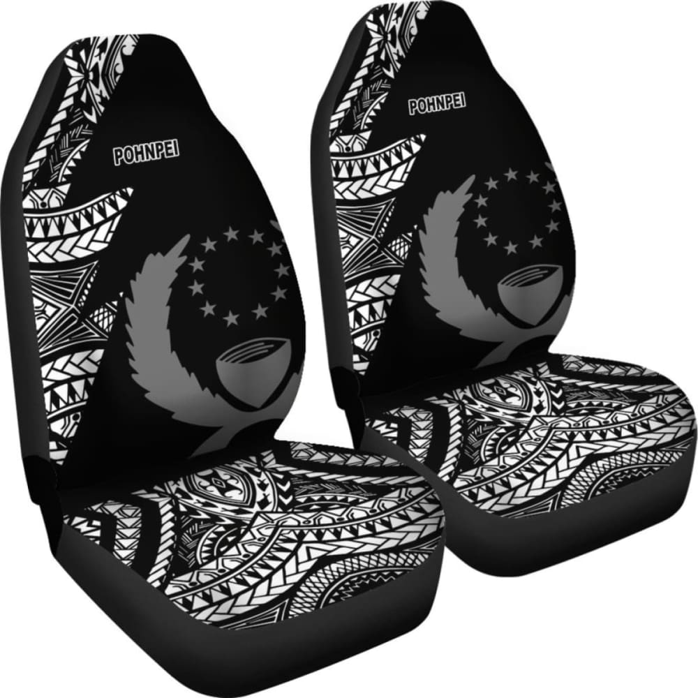 Pohnpei Car Seat Covers - Micronesian Pattern Flash Black -