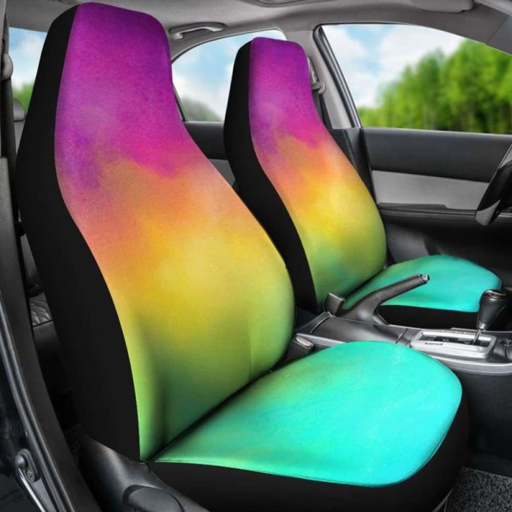 Bright Rainbow Watercolor Car Seat Covers