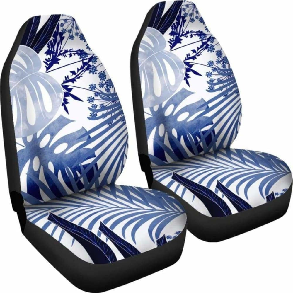 Tropical Watercolor Blue White Car Seat Covers