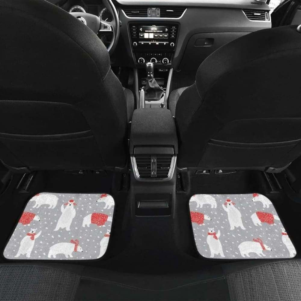 Cute Polar Bear Christmas Snow Pattern Front And Back Car Mats