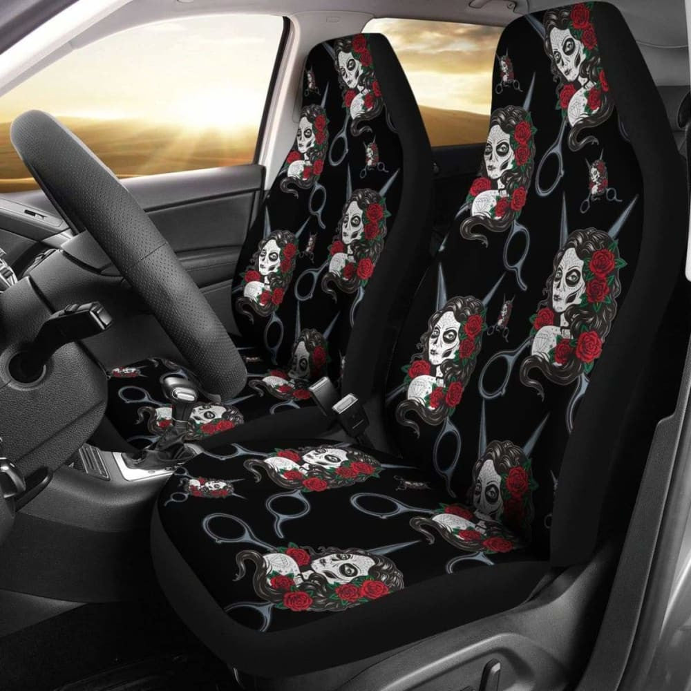 Skull Hairstylist Car Seat Covers