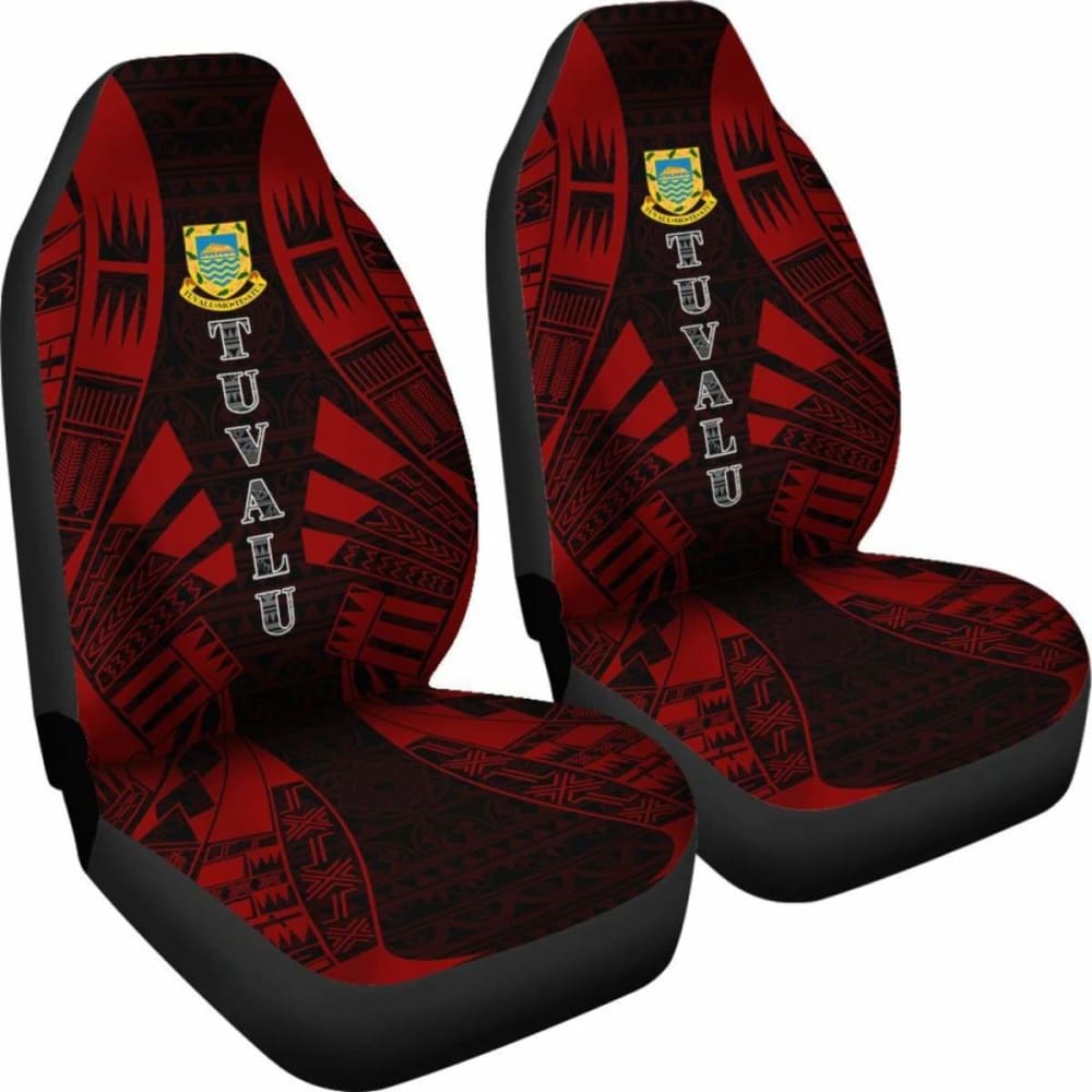 Tulu Car Seat Covers - Tulu Coat Of Arms Polynesian Tattoo Red -