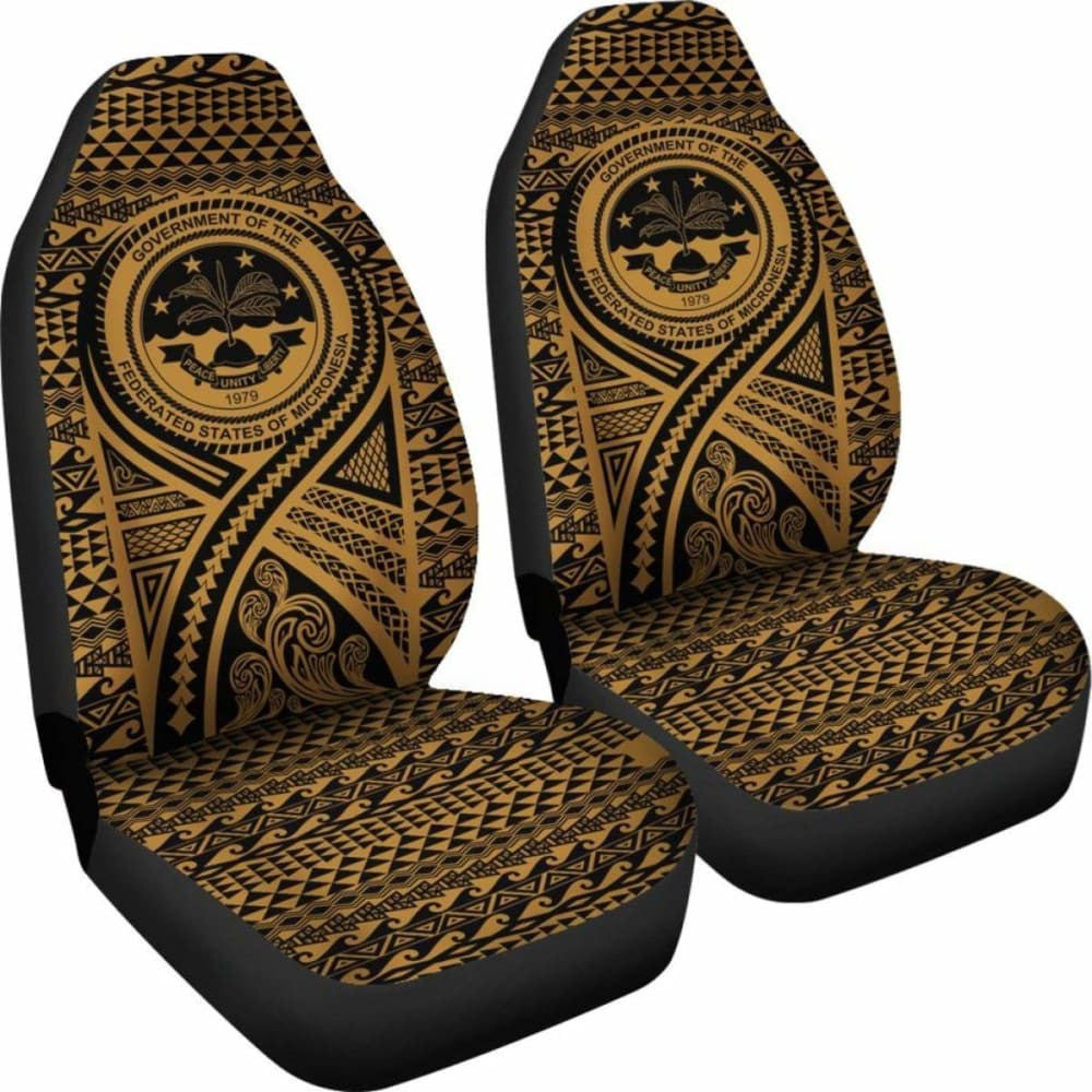 Fsm Car Seat Cover - F S M Seal Polynesian Tattoo Gold -