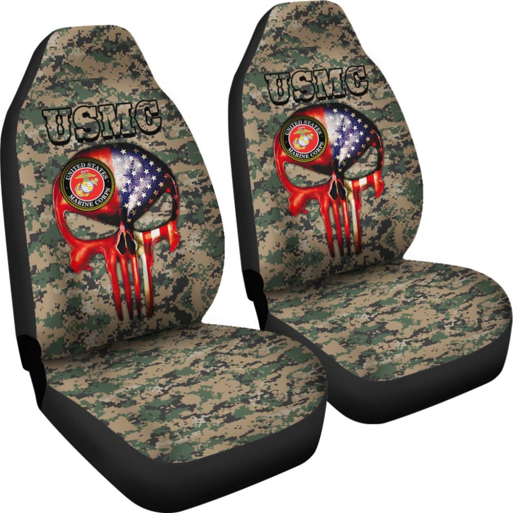 United States Marine Corp Skull Car Seat Covers