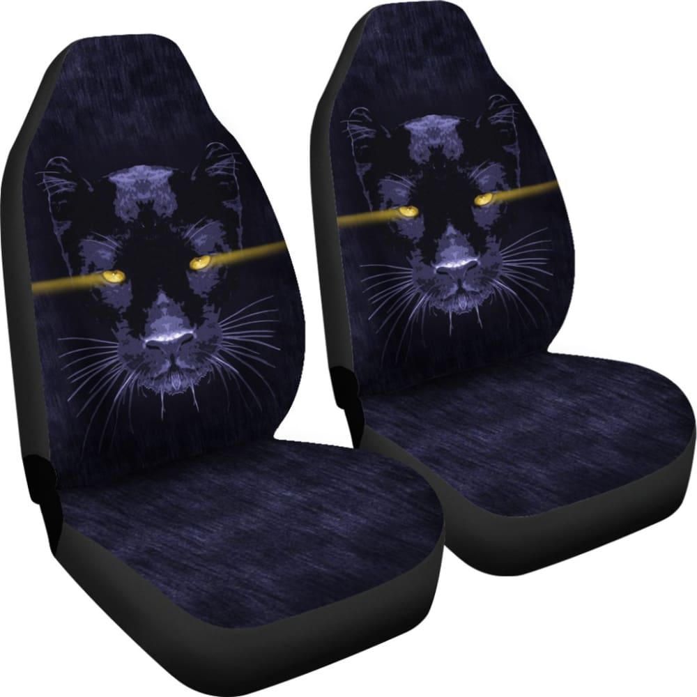 Blue Panther With Yellow Eyes Car Seat Covers