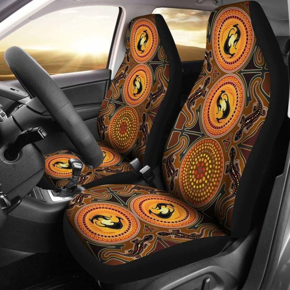 \bCar Seat Covers - Aboriginal Dot Painting Lizard -