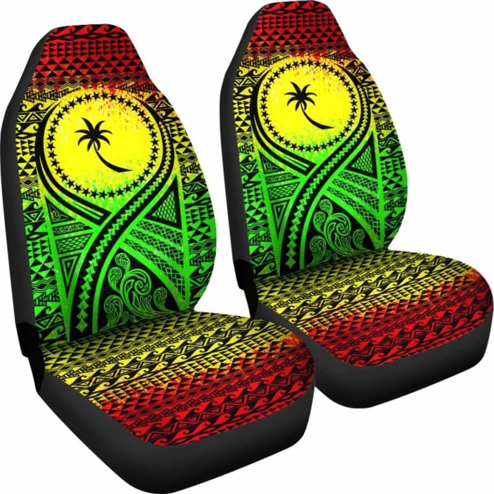 Chuuk Car Seat Cover - Chuuk Flag Polynesian Tattoo Reggae -