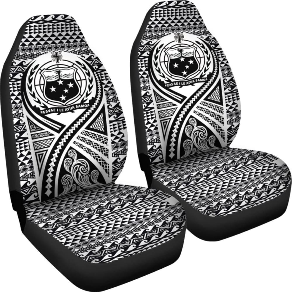 Samoa Car Seat Cover - Samoa Coat Of Arms Polynesian Tattoo Black -