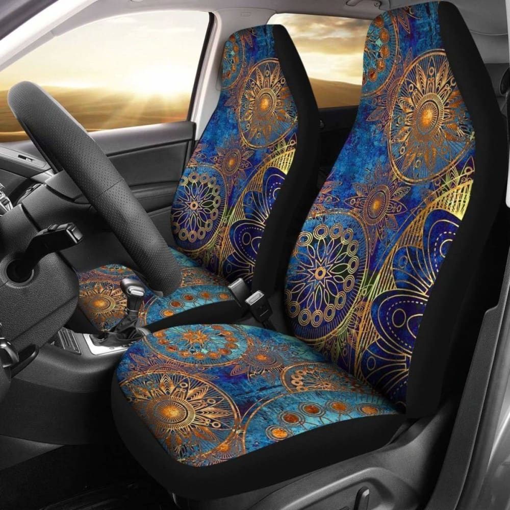 Neon Floral Pattern Boho Car Seat Covers