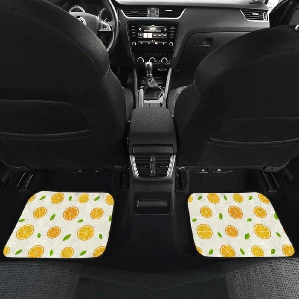Oranges Leaves Pattern Front And Back Car Mats