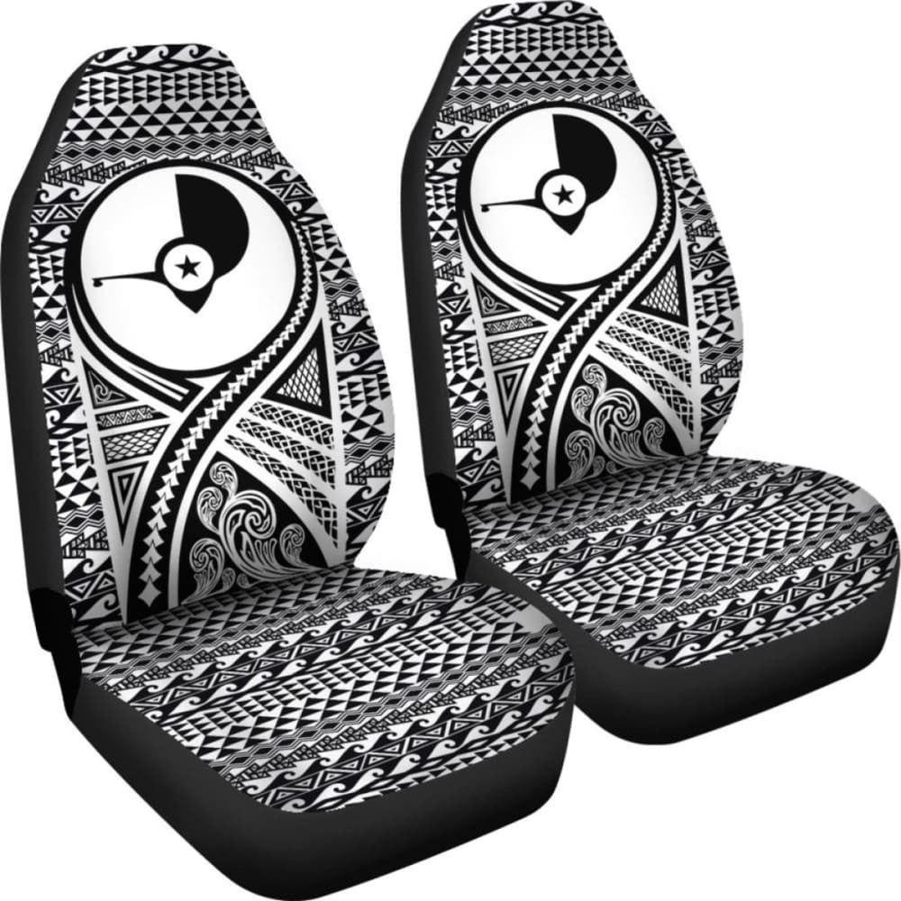Yap Car Seat Cover - Yap Flag Polynesian Tattoo Black -
