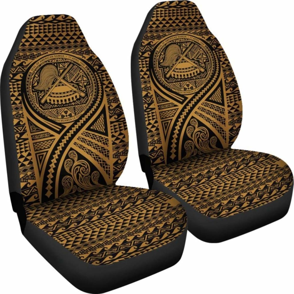 American Samoa Car Seat Cover - American Samoa Seal Polynesian Tattoo Gold -